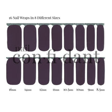 Load image into Gallery viewer, A Cosmos Far, Far Away, Dark violet, purple colored nail wrap showing 16 nail wraps in 8 different sizes. - Nail Confidant of Sweden
